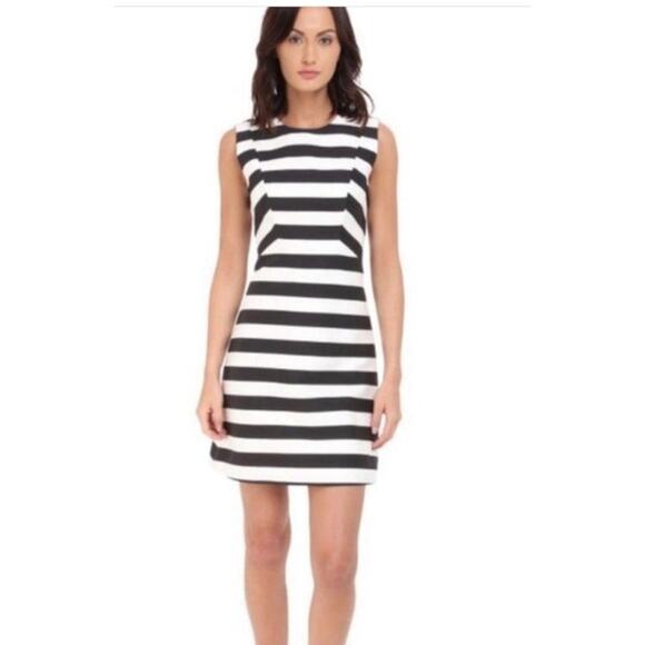 Kate Spade Women's 6 Kite Stripe Sicily Mini Dress Black White Sleeveless Tank - Picture 1 of 14